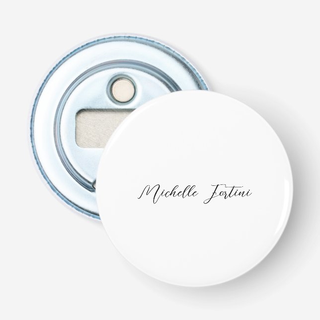 Calligraphy Name Elegant Plain Minimalist  Bottle Opener (Front)