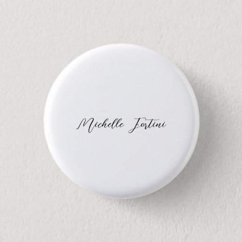 Calligraphy Name Elegant Plain Minimalist  Button