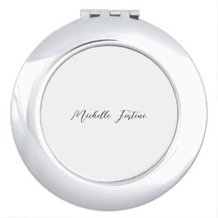 Calligraphy Name Elegant Plain Minimalist Compact Mirror