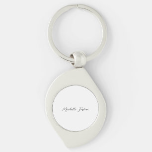 Calligraphy Name Elegant Plain Minimalist Keychain