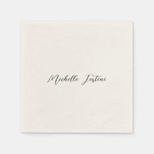 Calligraphy Name Elegant Plain Minimalist Napkins
