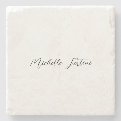 Calligraphy Name Elegant Plain Minimalist  Stone Coaster
