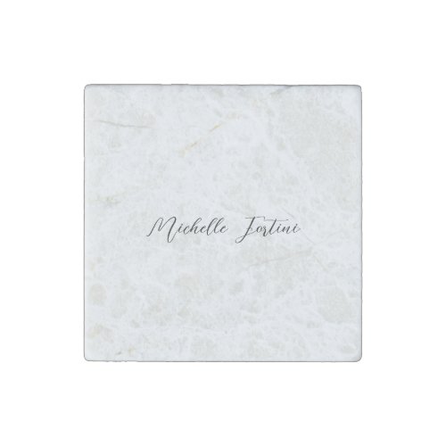 Calligraphy Name Elegant Plain Minimalist  Stone Magnet