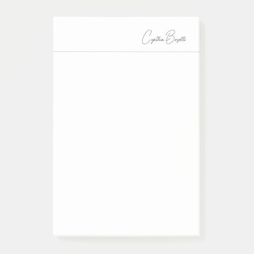 Calligraphy Name Minimalist Modern Plain Template Post_it Notes