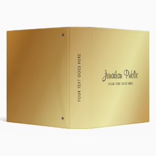 Calligraphy Name Modern Elegant Gold Luxury 3 Ring Binder