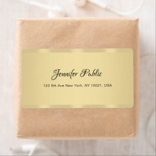 Calligraphy Name Modern Hand Script Faux Gold Label