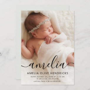 Calligraphy Name Photo Birth Announcement