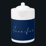 Calligraphy name professional plain dark blue teapot<br><div class="desc">Plain Minimalist Modern Designs. They're all simple,  attractive,  unique.</div>