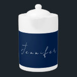 Calligraphy name professional plain dark blue teapot<br><div class="desc">Plain Minimalist Modern Designs. They're all simple,  attractive,  unique.</div>