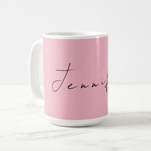Calligraphy name professional plain pink feminine coffee mug