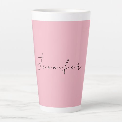 Calligraphy name professional plain pink feminine latte mug