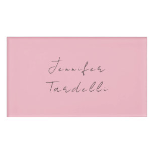 Calligraphy name professional plain pink feminine name tag