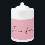 Calligraphy name professional plain pink feminine teapot<br><div class="desc">Plain Minimalist Modern Designs. They're all simple,  attractive,  unique.</div>