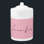 Calligraphy name professional plain pink feminine teapot<br><div class="desc">Plain Minimalist Modern Designs. They're all simple,  attractive,  unique.</div>