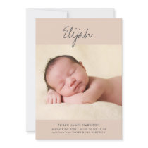 Calligraphy Name Terracotta One Photo Birth Announcement