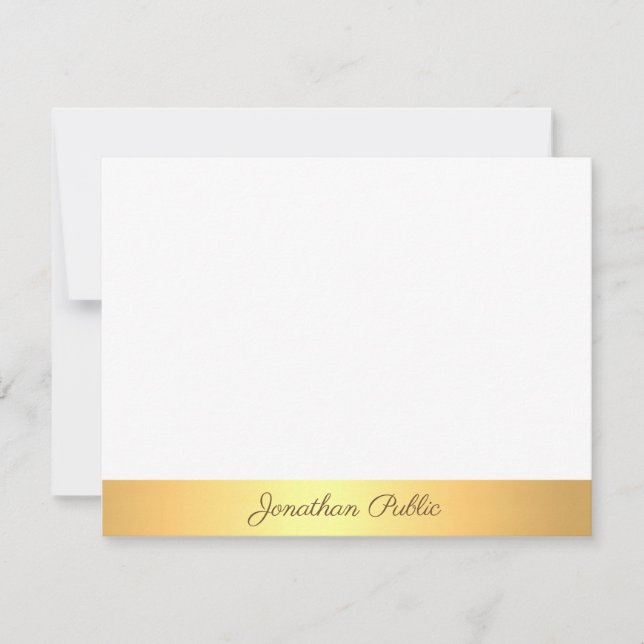 Calligraphy Name Text Gold White Template Elegant (Front)