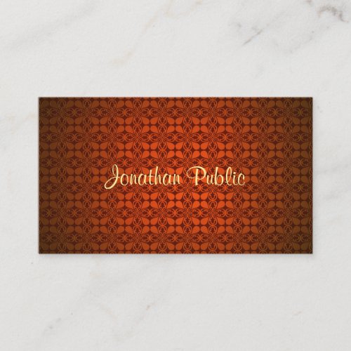 Calligraphy Name Text Red Damask Elegant Template Business Card