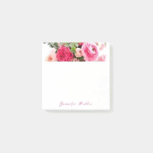 Calligraphy Name Watercolor Roses Template Floral Post_it Notes