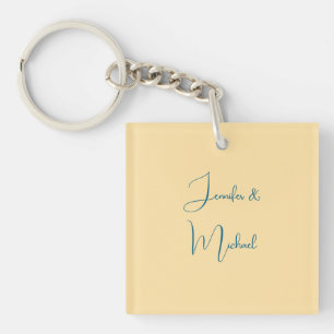 Calligraphy Names Elegant Plain Simple Beige Color Keychain