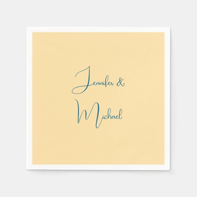 Calligraphy Names Elegant Plain Simple Beige Color Napkins (Front)