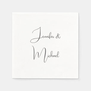 Calligraphy Names Elegant Plain Simple Grey White Napkins