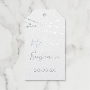 Calligraphy Names Wedding Date Lights Thank You Foil Gift Tags