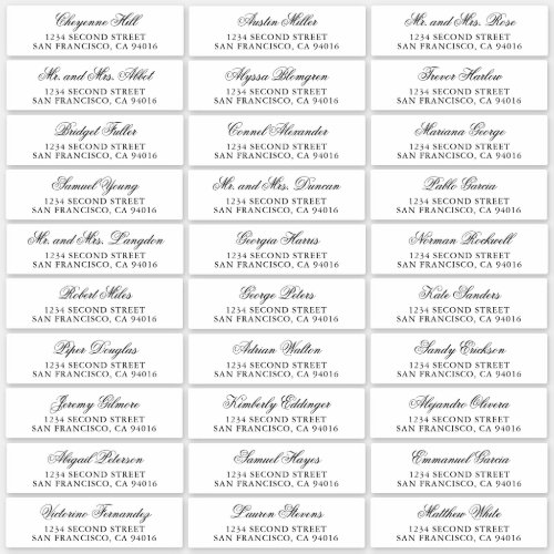 Calligraphy Names Wedding Guest Address Labels