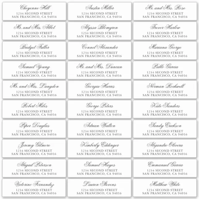 Calligraphy Names Wedding Guest Address Labels | Zazzle