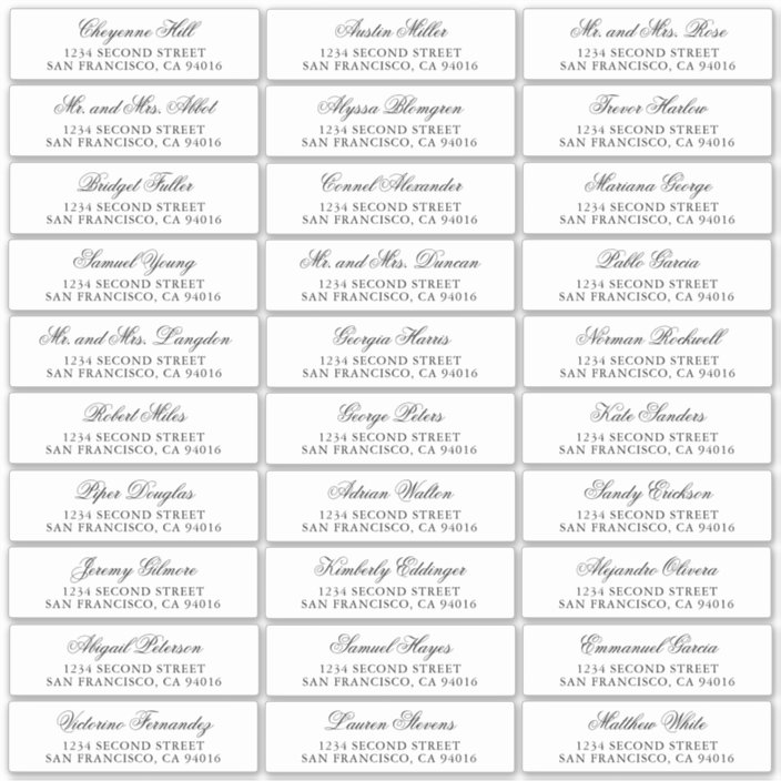 Calligraphy Names Wedding Guest Address Labels | Zazzle.com