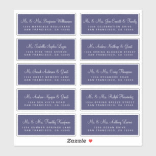 Calligraphy Navy Blue Wedding Guest Address Labels