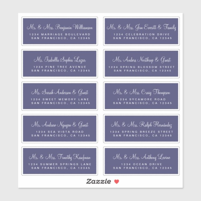 Calligraphy Navy Blue Wedding Guest Address Labels (Sheet)