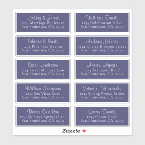 Calligraphy Navy Blue Wedding Guest Address Labels