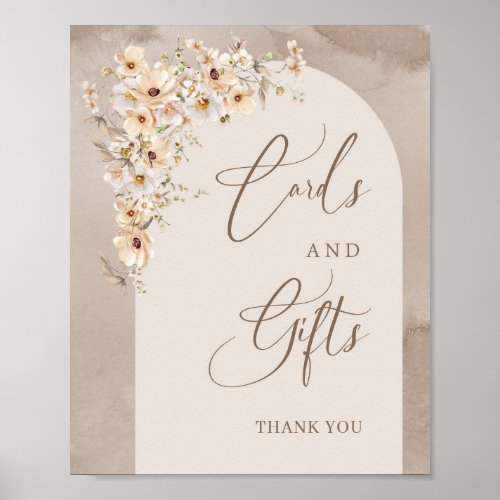 Calligraphy neutral wildflowers Cards and Gifts Poster