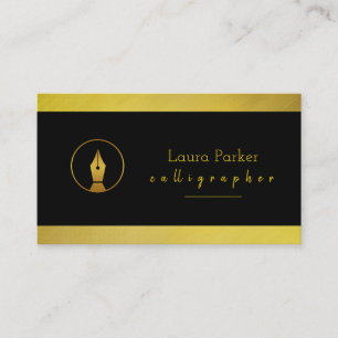 Calligraphy Nib Gold Freelance Writer Agent Business Card