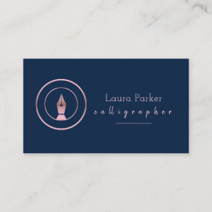 Calligraphy Nib Rose Gold Freelance Writer Business Card