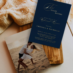 Calligraphy Night Before Rehearsal Dinner Gold Foil Invitation