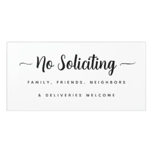 Calligraphy No Soliciting Sign, Deliveries Welcome Door Sign