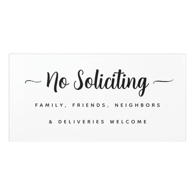 Calligraphy No Soliciting Sign, Deliveries Welcome Door Sign (Classic Front)