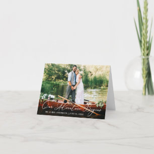 Calligraphy Our Adventure Begins Wedding Note Letterpress Thank You Card