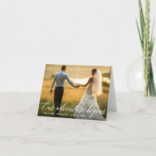 Calligraphy Our Adventure Begins Wedding Note Letterpress Thank You Card