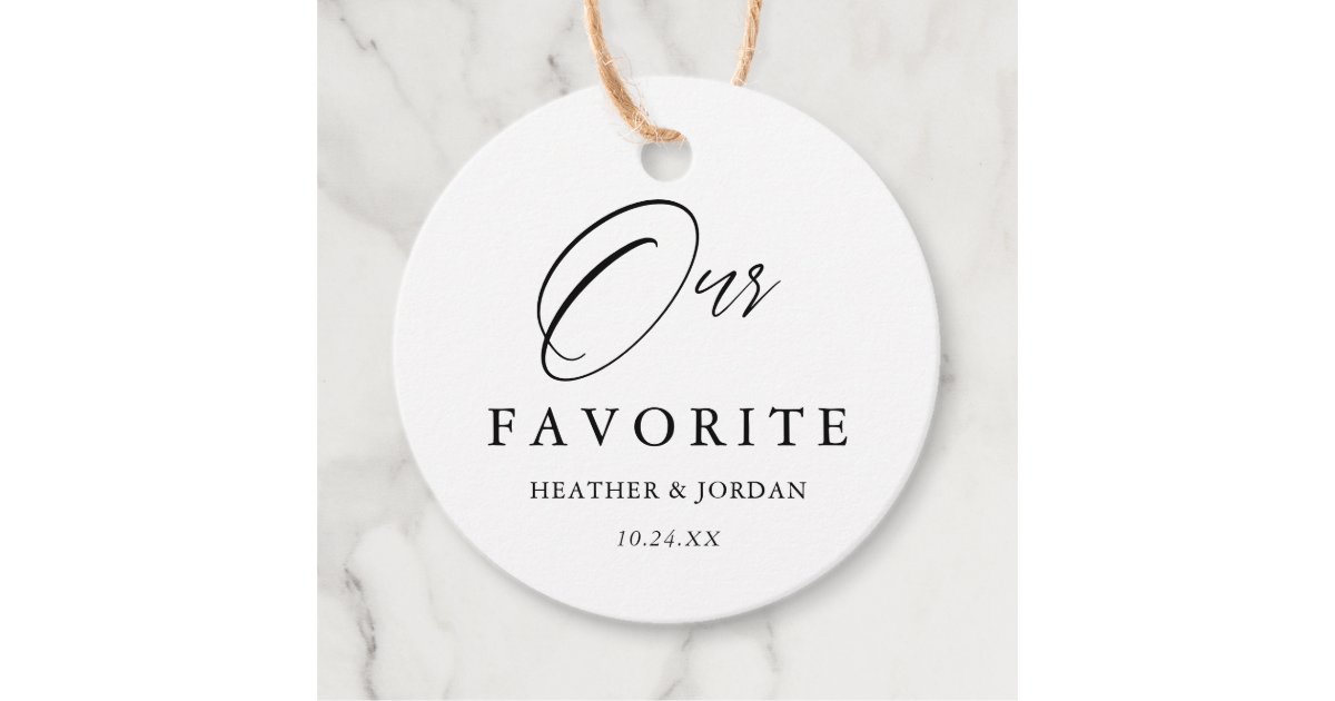 Calligraphy Our Favorite Wedding Treat Box Favor Tags | Zazzle Calligraphy Our Favorite Wedding Treat Box  Favor Tags | Zazzle