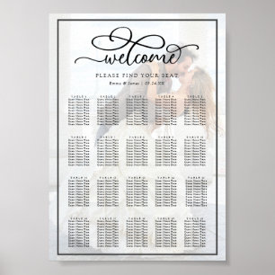 Calligraphy Overlay Photo Wedding Seating Chart