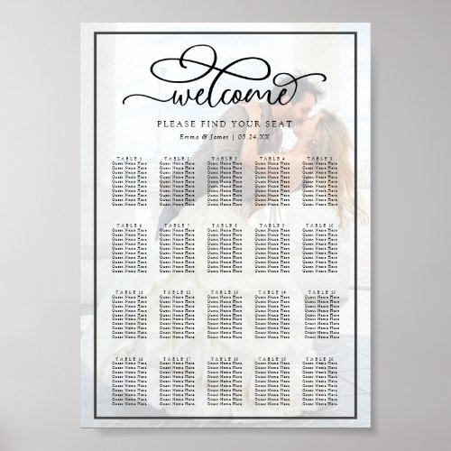  Calligraphy Overlay Photo Wedding Seating Chart