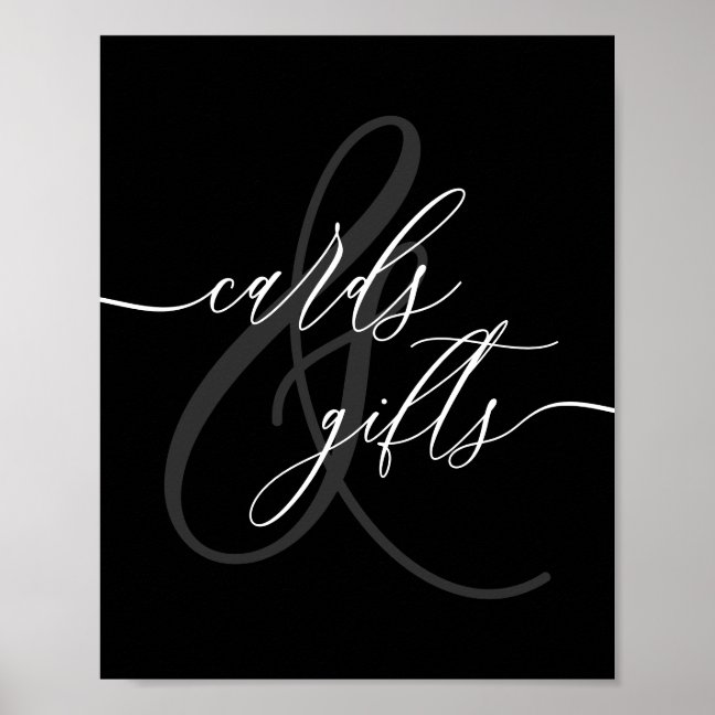 Calligraphy Party Black Cards and Gifts Poster