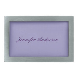 Calligraphy Pastel Pale Purple Personalized Belt Buckle
