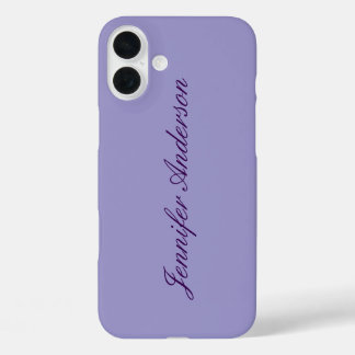 Calligraphy Pastel Pale Purple Personalized  iPhone 16 Plus Case