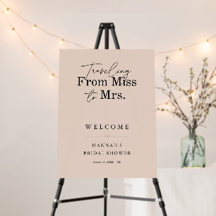 Calligraphy Pastel Peach Miss to Mrs. Welcome Sign