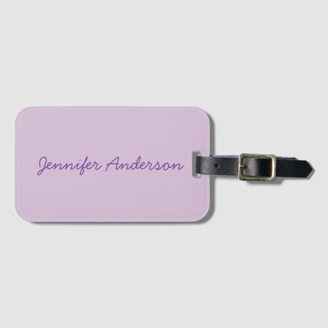 Calligraphy Pastel Thistle Pink Personalized  Luggage Tag (Front Horizontal)