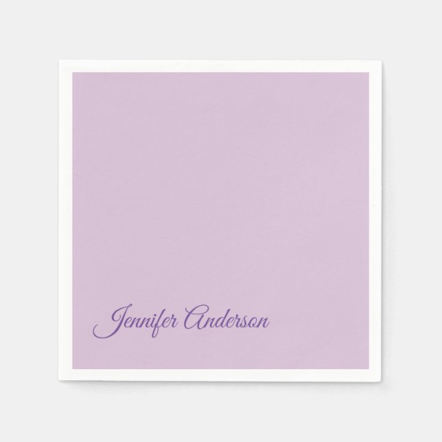 Calligraphy Pastel Thistle Pink Personalized Name Napkins (Front)