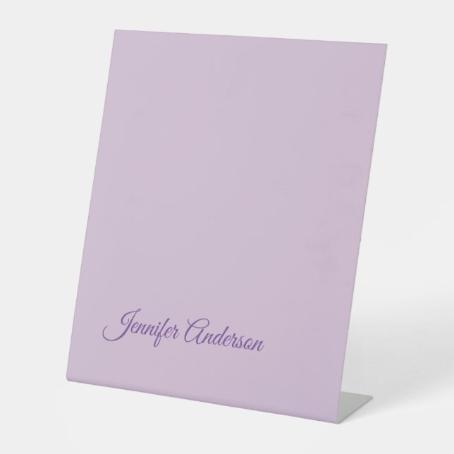 Calligraphy Pastel Thistle Pink Personalized Name Pedestal Sign (Front)